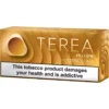 Terea Yellow tobacco box for IQOS ILUMA with a large health warning banner: 'This tobacco product damages your health and is addictive'